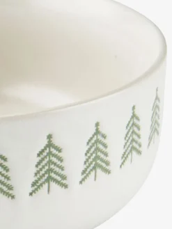 Schaal FREKI Ø16xH6cm steengoed wit en groen