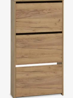 Schoenenkast KULHUSE 3 vakken naturel eiken kleur