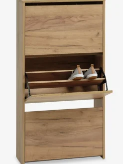 Schoenenkast KULHUSE 3 vakken naturel eiken kleur