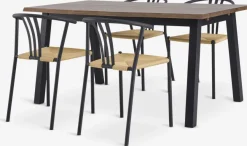 SKOVLUNDE L160 tafel donker eiken + 4 JYDERUP zwart/naturel
