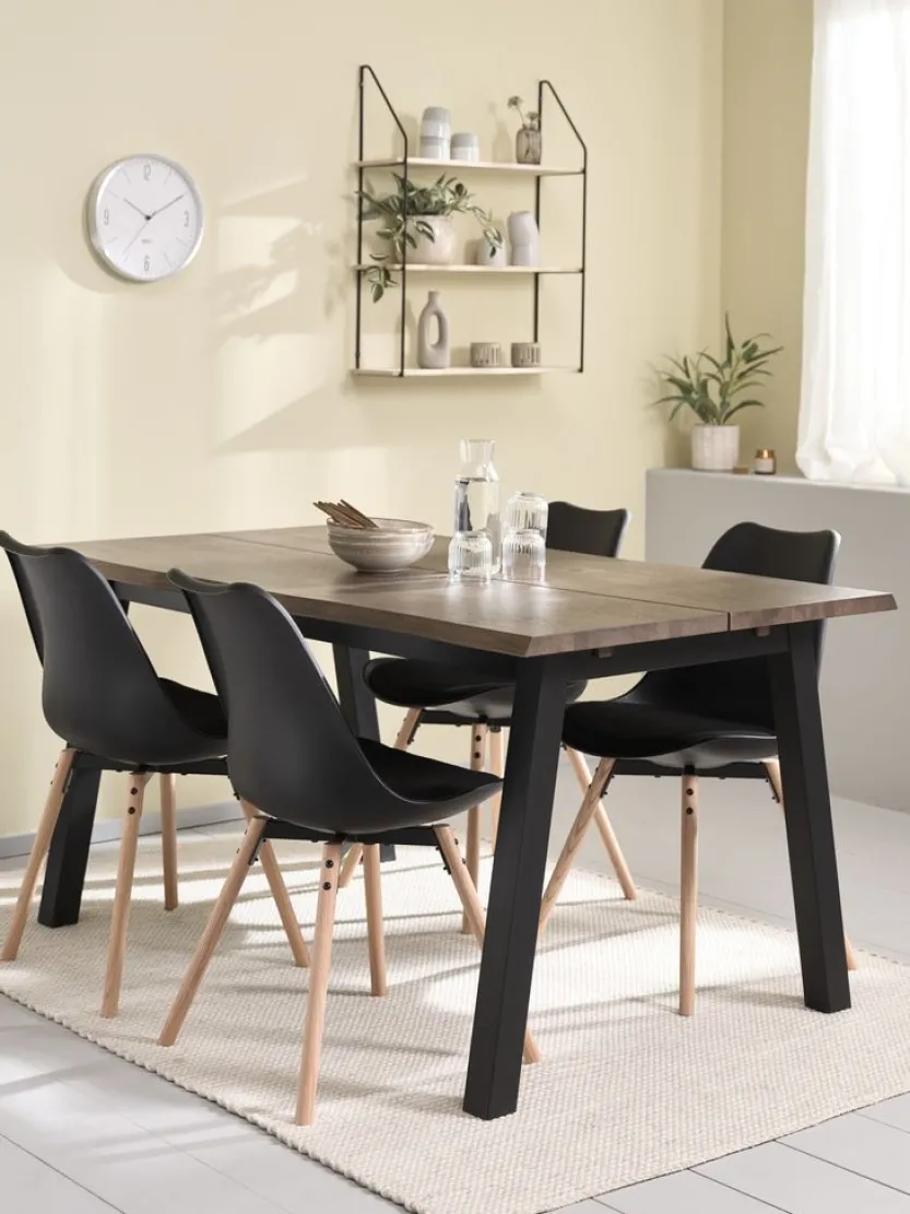 SKOVLUNDE L160 tafel donker eiken + 4 KASTRUP zwart/eiken