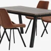 SKOVLUNDE L160 tafel donker eiken + 4 HYGUM stoelen cognac