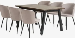 SKOVLUNDE L160 tafel donker eiken + 4 RISSKOV lichtgrijs
