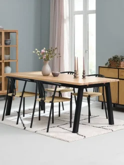 SKOVLUNDE L200 tafel naturel eik + 4 JYDERUP zwart/naturel