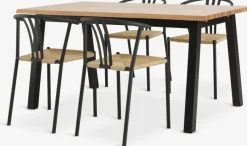 SKOVLUNDE L160 tafel naturel eiken + 4 JYDERUP zwart/naturel