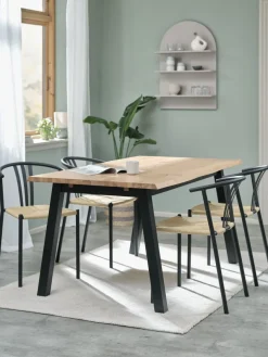 SKOVLUNDE L160 tafel naturel eiken + 4 JYDERUP zwart/naturel