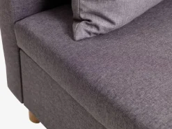 Slaapbank chaise longue HAMPEN grijze stof/eiken kleur