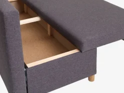 Slaapbank chaise longue HAMPEN grijze stof/eiken kleur