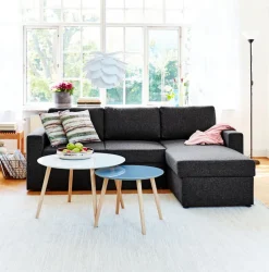 Slaapbank chaise longue MARSLEV donkergrijze stof