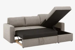 Slaapbank chaise longue MARSLEV lichtgrijze stof