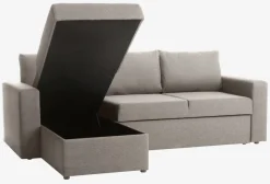 Slaapbank chaise longue MARSLEV lichtgrijze stof