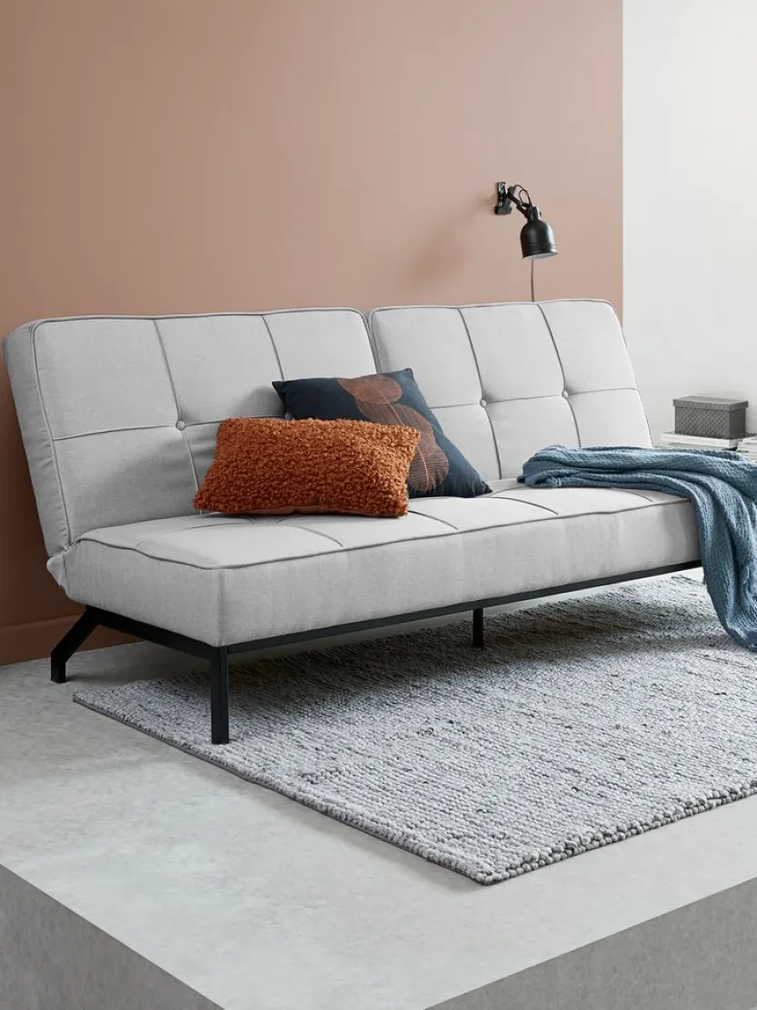 Slaapbank OREVAD lichtgrijze stof