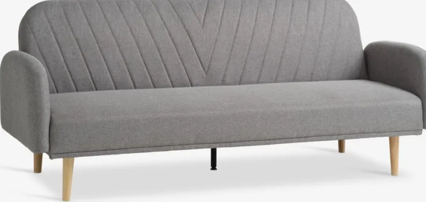 Slaapbank PARADIS lichtgrijze stof/eiken kleur