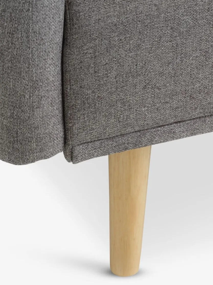 Slaapbank PARADIS lichtgrijze stof/eiken kleur