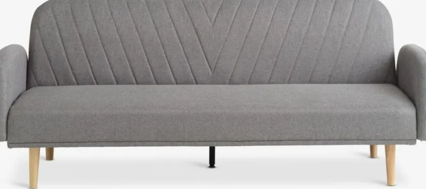 Slaapbank PARADIS lichtgrijze stof/eiken kleur