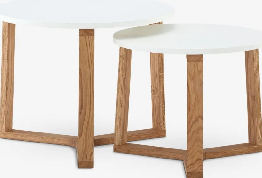 Tafelset SVENSTRUP Ø60/50 wit/eiken 2 stuks