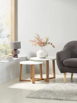 Tafelset SVENSTRUP Ø60/50 wit/eiken 2 stuks