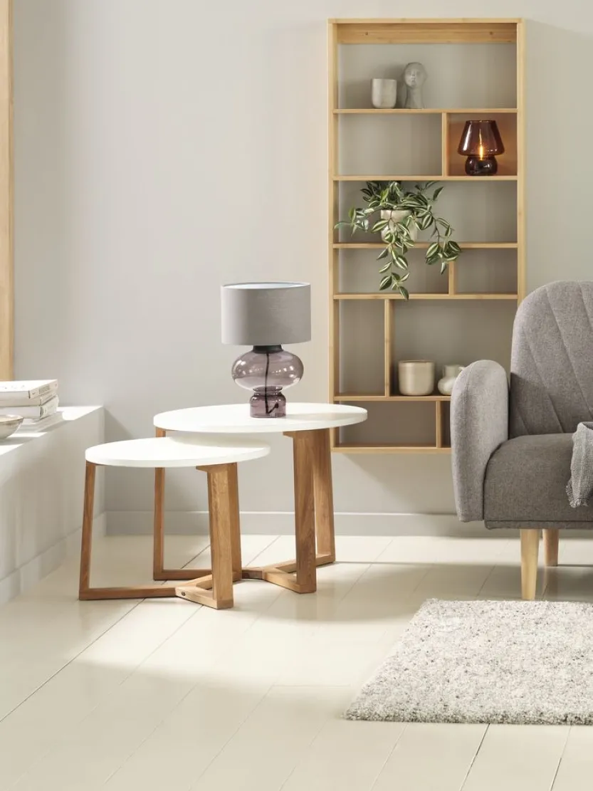 Tafelset SVENSTRUP Ø60/50 wit/eiken 2 stuks