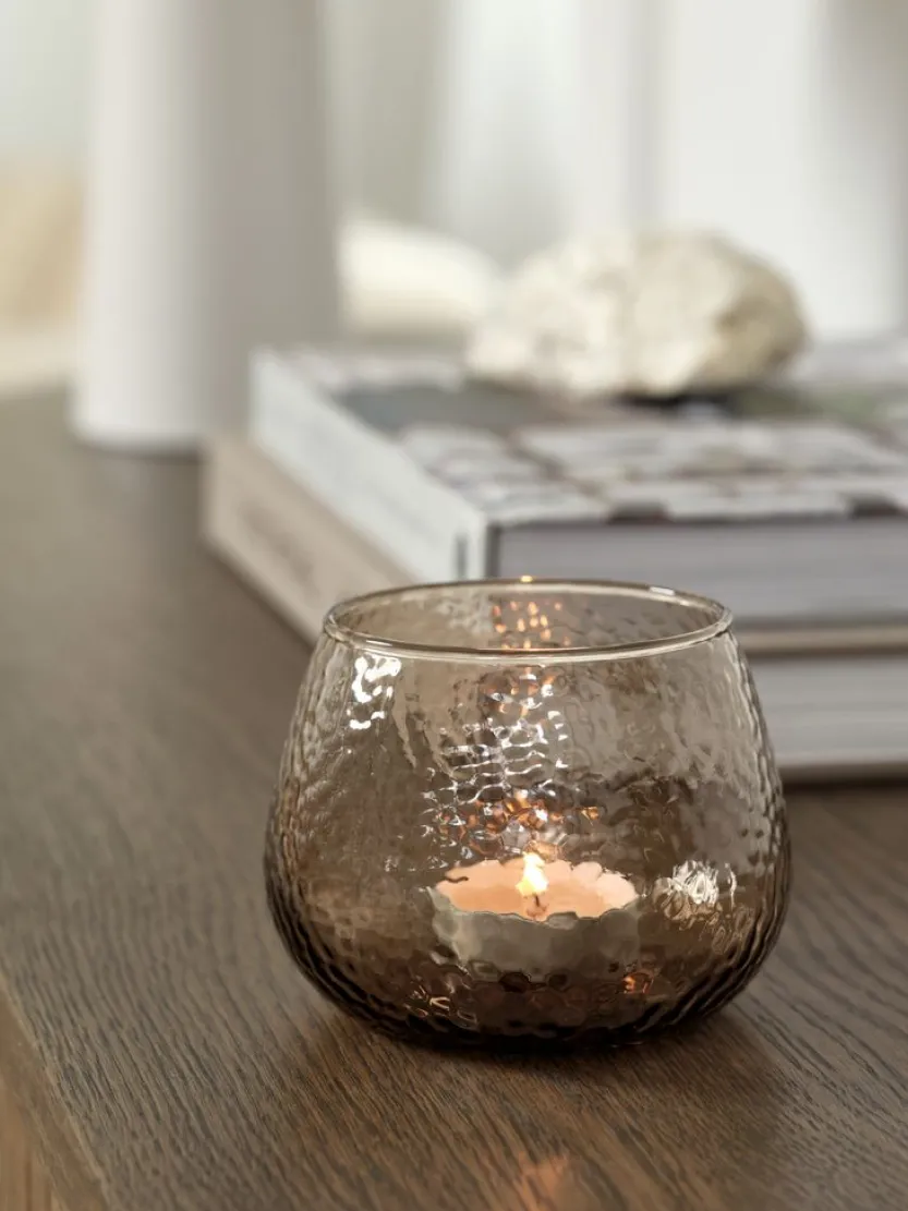 Theelichthouder ALLAN Ø10xH8 cm bruin