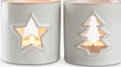 Theelichthouder PERLE Ø8xH8cm wit assorti