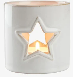 Theelichthouder PERLE Ø8xH8cm wit assorti