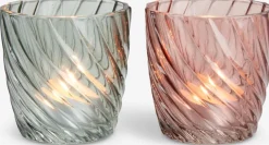 Theelichthouder VAGN Ø8xH8cm glas assorti