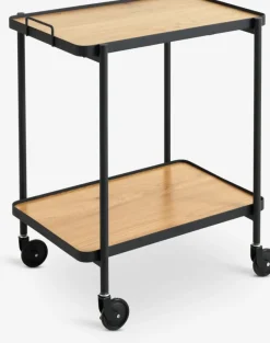 Trolley GANGSTED 2 schappen eiken kleur/zwart