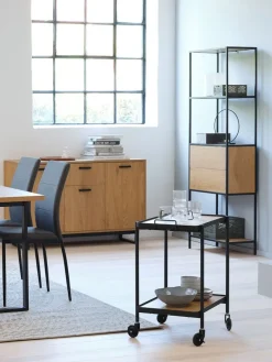 Trolley GANGSTED 2 schappen eiken kleur/zwart