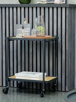 Trolley GANGSTED 2 schappen eiken kleur/zwart