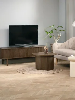 TV-meubel LYNGVIG 160cm 2 tambour deuren donker eiken