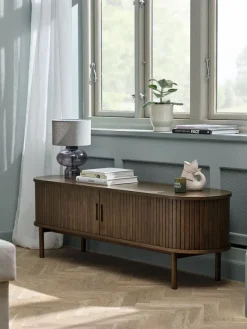 TV-meubel LYNGVIG 160cm 2 tambour deuren donker eiken