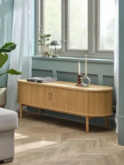 TV-meubel LYNGVIG 160cm 2 tambour deuren naturel eiken