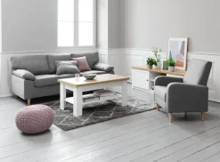 TV-meubel MARKSKEL 2 deuren wit/eiken kleur