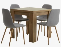 VEDDE L80/160 tafel wild eiken + 4 JONSTRUP grijs/eiken