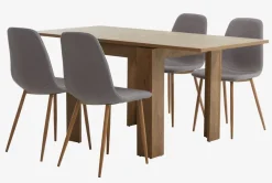 VEDDE L80/160 tafel wild eiken + 4 JONSTRUP grijs/eiken