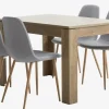 VEDDE L120 tafel wild eiken + 4 JONSTRUP stoelen grijs/eiken