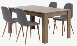 VEDDE L160 tafel wild eiken + 4 JONSTRUP grijs/eiken