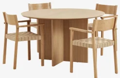 VESTERBORG Ø130 tafel eiken + 4 VADEHAVET stoelen eiken