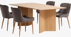 VESTERBORG L200 tafel eiken + 4 PEBRINGE fluweel grijs