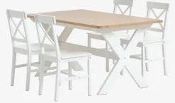 VISLINGE L150 tafel naturel + 4 EJBY stoelen wit