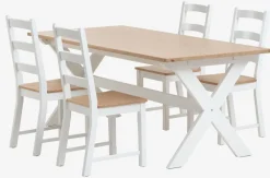 VISLINGE L190 tafel naturel + 4 VISLINGE stoelen naturel
