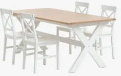 VISLINGE L190 tafel naturel + 4 EJBY stoelen wit