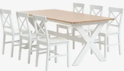VISLINGE L190 tafel naturel + 4 EJBY stoelen wit
