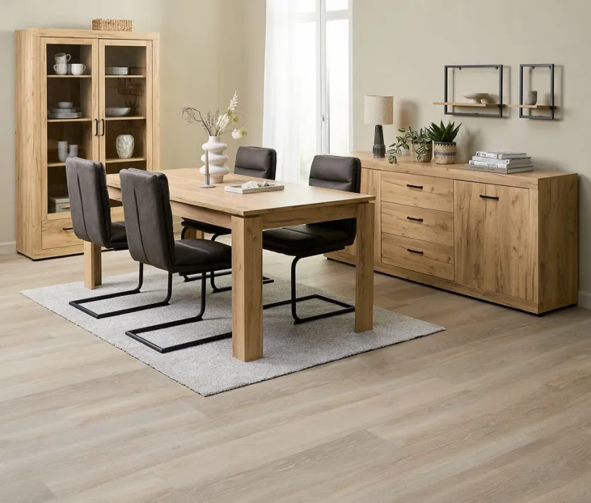 Vitrinekast LINTRUP 2 deuren eiken kleur