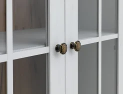 Vitrinekast MARKSKEL 2 deuren wit/eiken