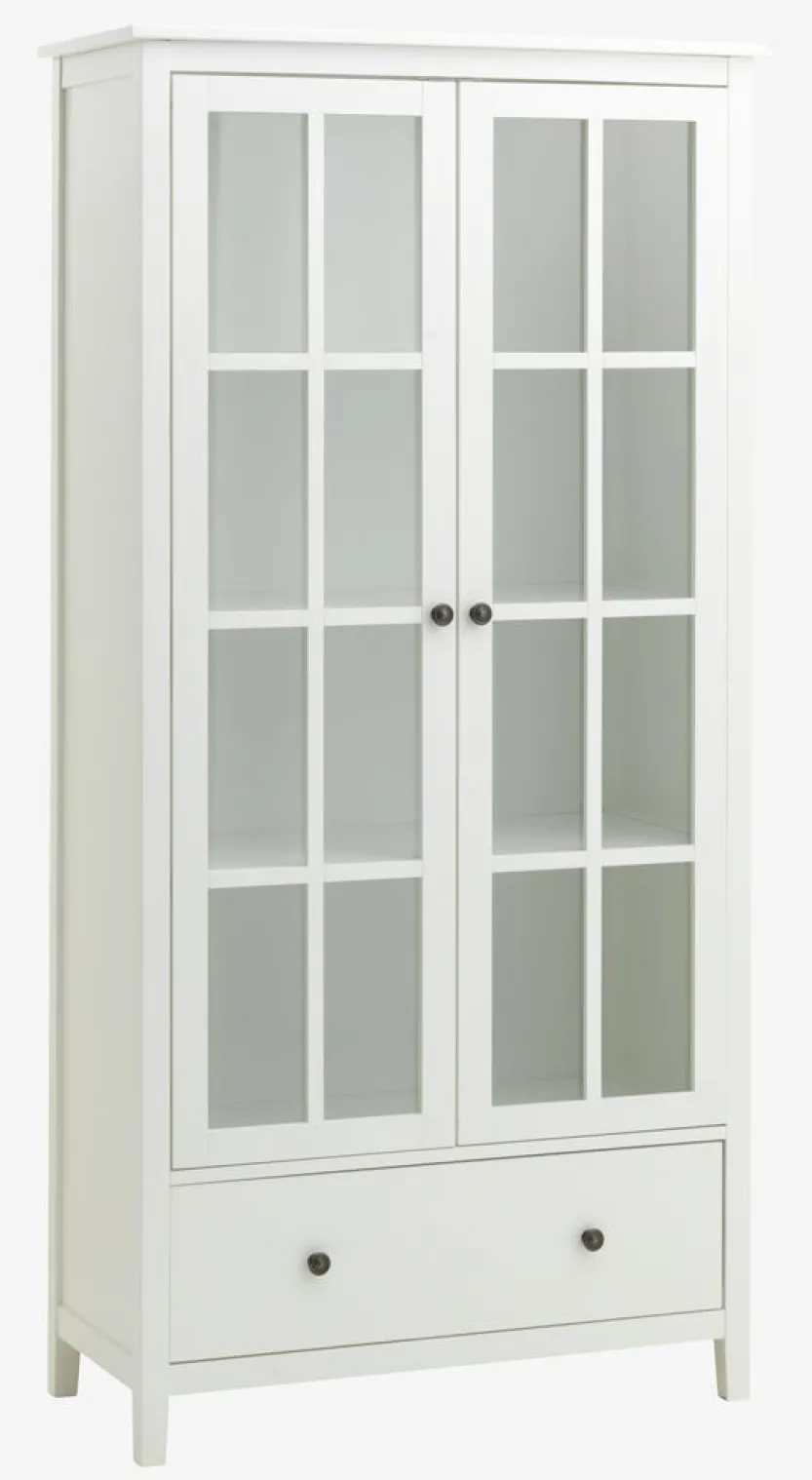 Vitrinekast NORDBY 2 deuren 1 lade wit