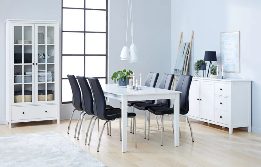 Vitrinekast NORDBY 2 deuren 1 lade wit