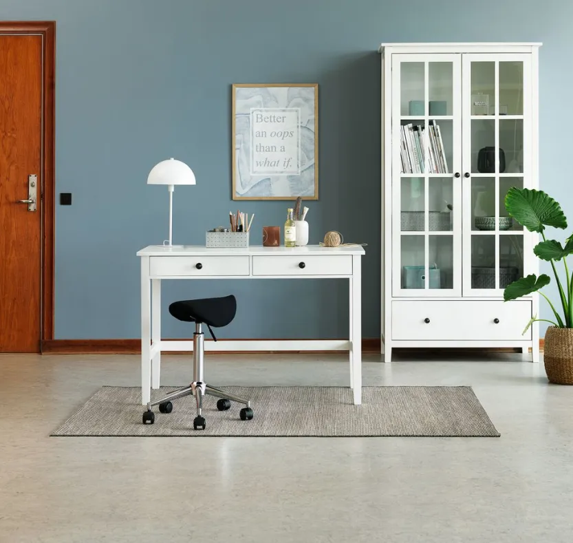 Vitrinekast NORDBY 2 deuren 1 lade wit