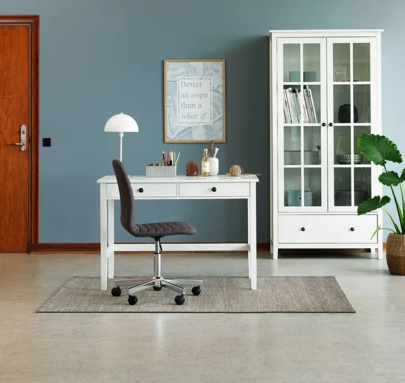 Vitrinekast NORDBY 2 deuren 1 lade wit