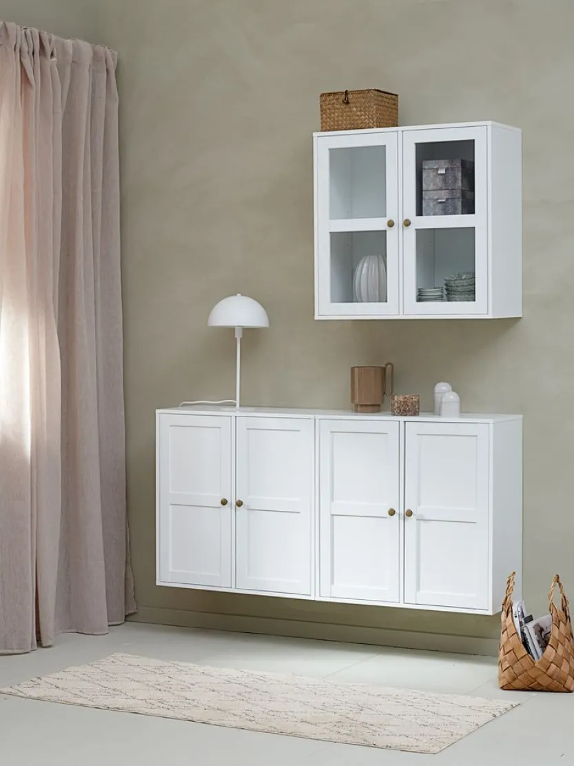 Vitrinekast SKALS 2 glazen deuren wit